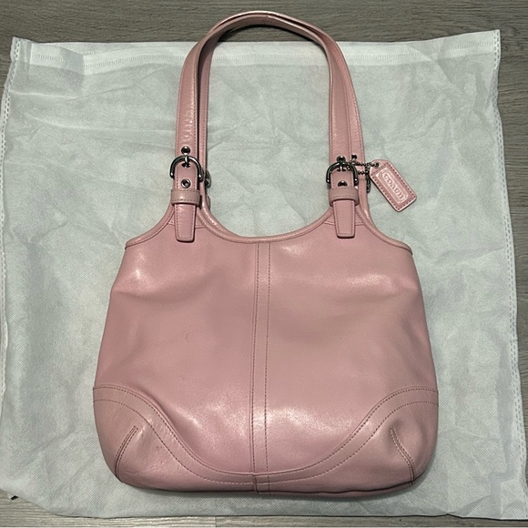 Coach Handbags - Coach Baby Pink Leather Shoulder Bag